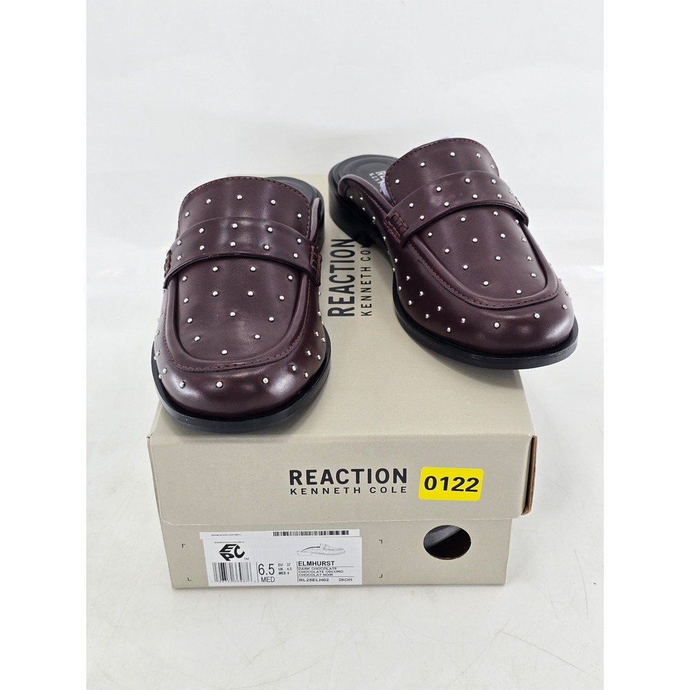 Kenneth Cole Reaction Elmhurst Mules Women 6.5 Dark Chocolate Studded - New
